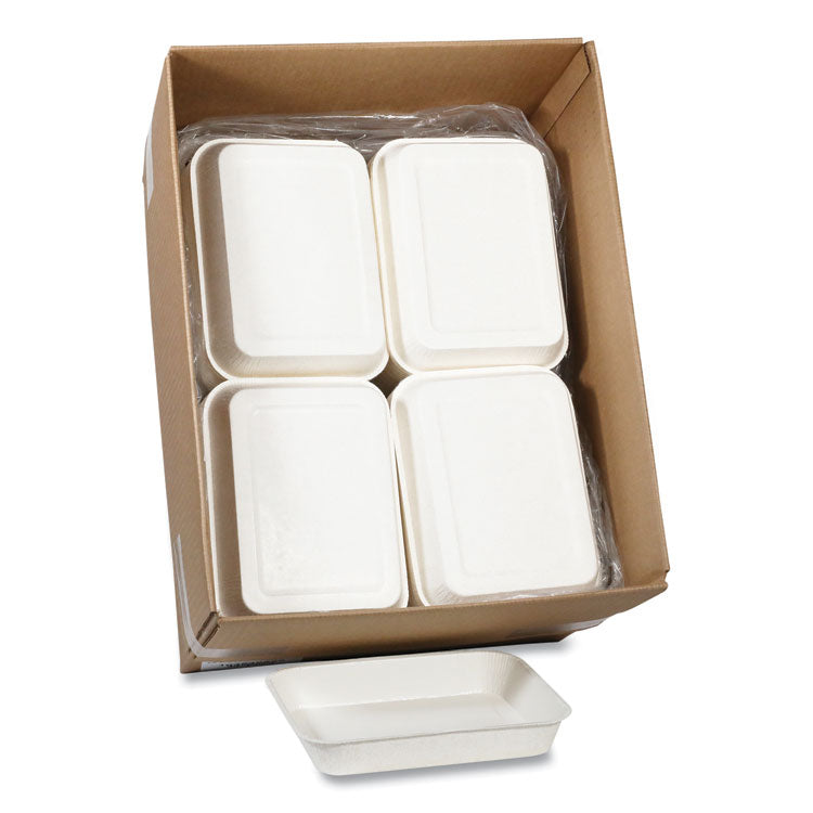 Pressware Classic Stoneware Dual-Ovenable Paperboard Tray, 45 oz, 9.97 x 7.47 x 1.5, White with Brown Specks, 250/Carton