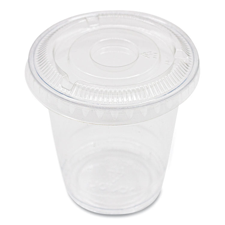 PET Lids, No Hole Flat Lid, Fits 8 oz to 10 oz Cold Cups, Plastic, Clear, 1,000/Carton