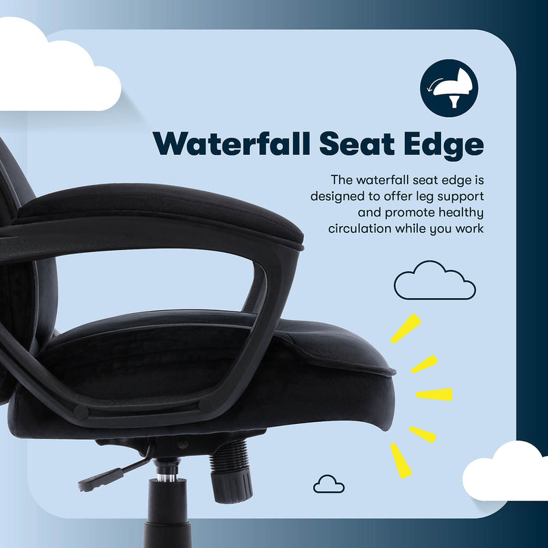 Serta Comfort Classic Ergonomic Velvet Fabric Swivel Executive Chair, Black (CCHR10005D)