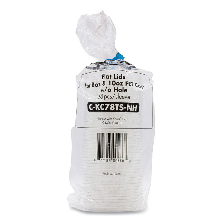 PET Lids, No Hole Flat Lid, Fits 8 oz to 10 oz Cold Cups, Plastic, Clear, 1,000/Carton