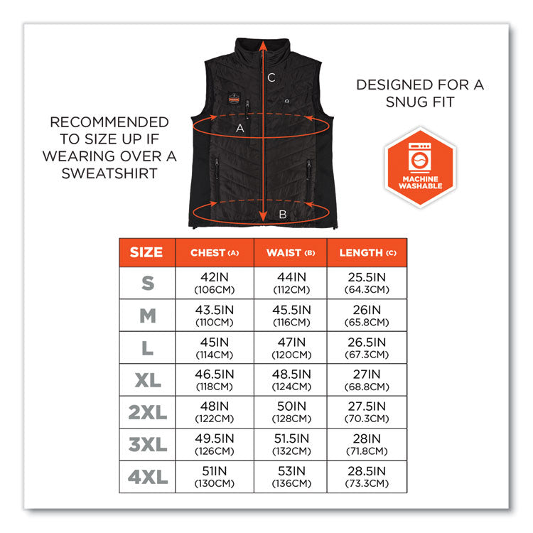 N-Ferno 6495 Rechargeable Heated Vest with Battery Power Bank, Fleece/Polyester, 3X-Large, Black