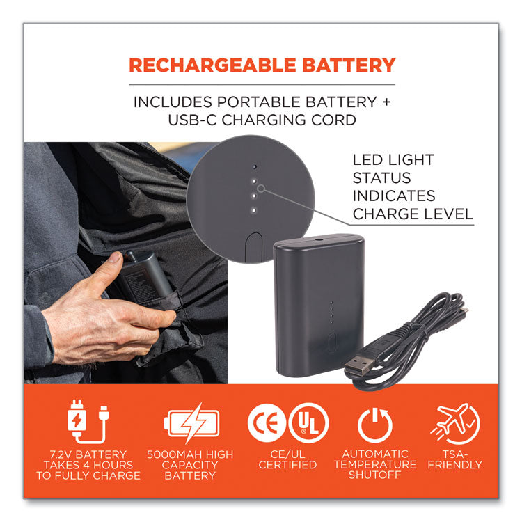 N-Ferno 6495 Rechargeable Heated Vest with Battery Power Bank, Fleece/Polyester, 3X-Large, Black