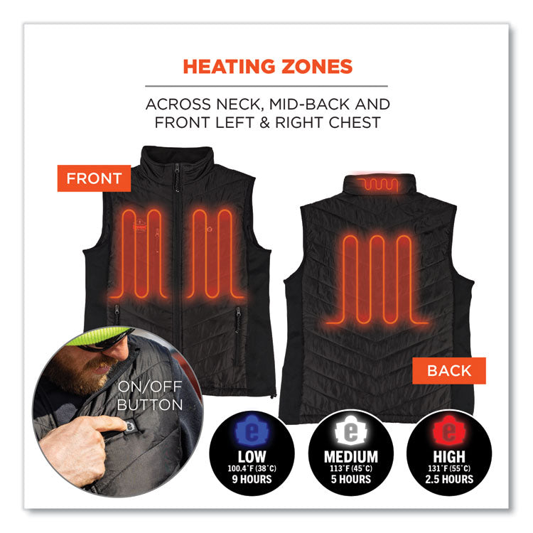 N-Ferno 6495 Rechargeable Heated Vest with Battery Power Bank, Fleece/Polyester, 4X-Large, Black