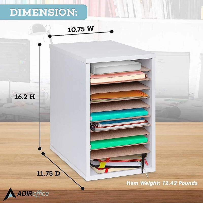 AdirOffice 11-Compartment Literature Organizer, 10.75" x 16.2", White (500-11-WHI)