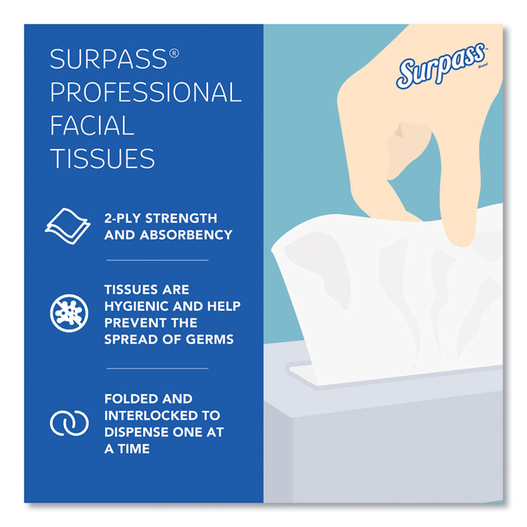Facial Tissue for Business, 2-Ply, White, Flat Box, 100 Sheets/Box, 30 Boxes/Carton