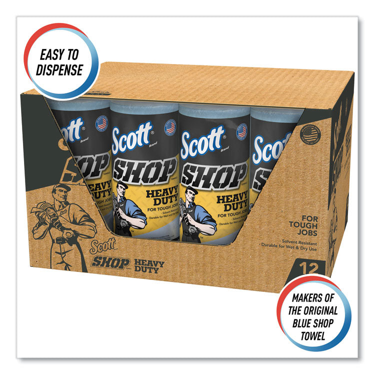 Pro Shop Towels, Heavy Duty, 1-Ply, 10.4 x 11, Blue, 12 Rolls/Carton