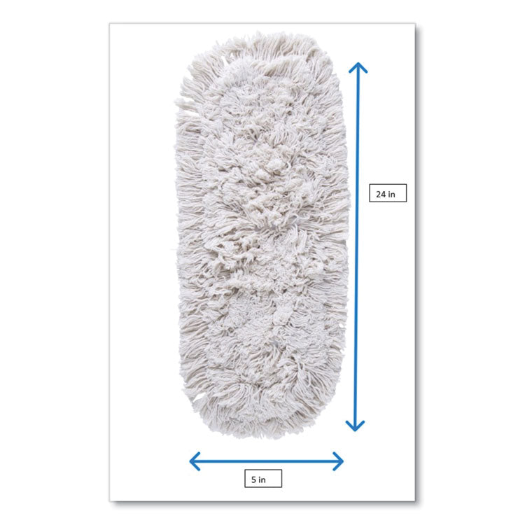Kut-A-Way Dust Mop Head, Cotton, 24", White, 12/Carton