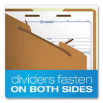 Six-Section Pressboard Classification Folders, 2" Expansion, 2 Dividers, 6 Fasteners, Letter Size, Green Exterior, 10/Box