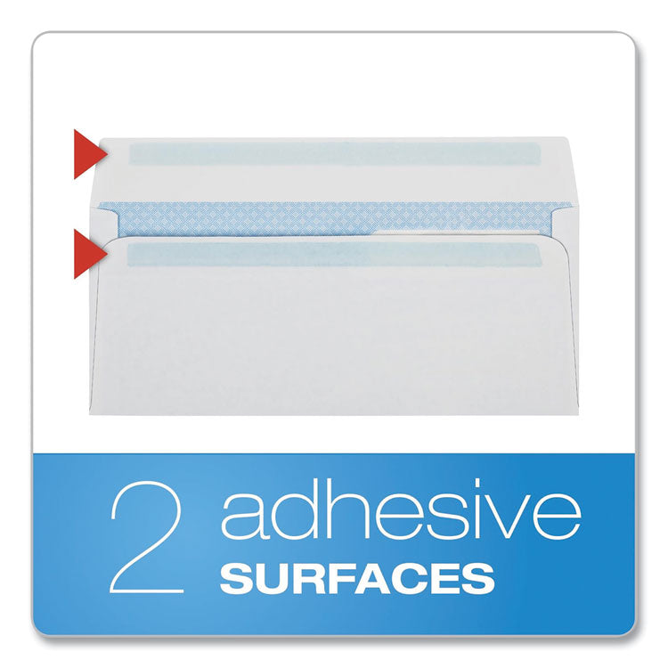 Double Window Redi-Seal Security-Tinted Envelope, #10, Commercial Flap, Redi-Seal Adhesive Closure, 4.13 x 9.5, White, 500/BX