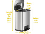 HLS Commercial Stainless Steel Step Trash Can with Hinged Lid, 13-Gallon, Silver (HLS13SS)