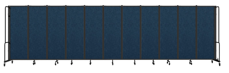 National Public Seating Robo Series 11-Panel Folding Mobile Room Divider, 72"H x 256"W, Blue Fabric (RDB6-11PT04)