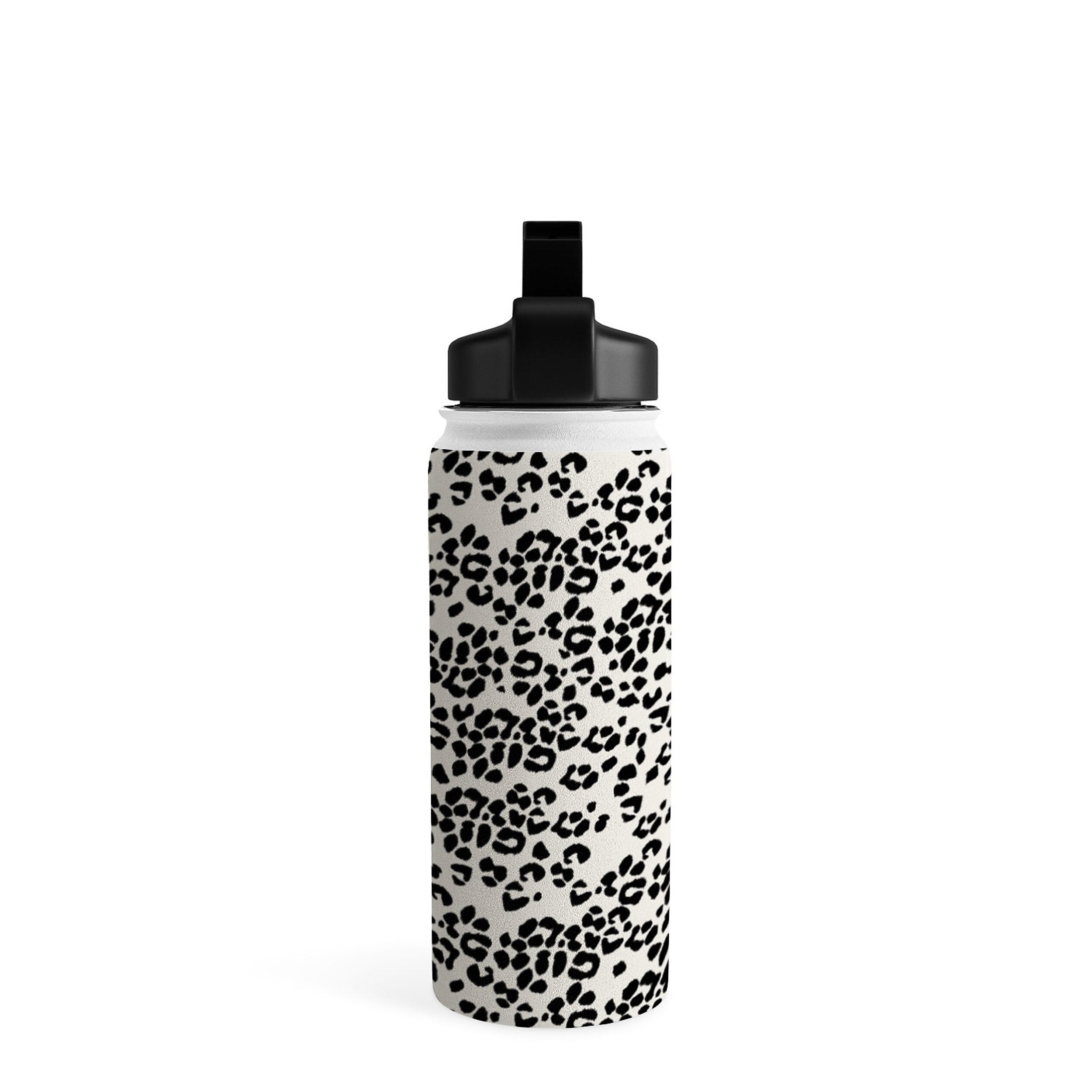 DENY Designs Leopard Stainless Steel Double Wall Insulated Water Bottle, 18 oz., Black/White (89183-WBTL05)