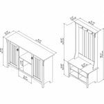 Bush Furniture Salinas Entryway Storage Set with Hall Tree, Shoe Bench and Accent Cabinet, Antique White (SAL008AW)