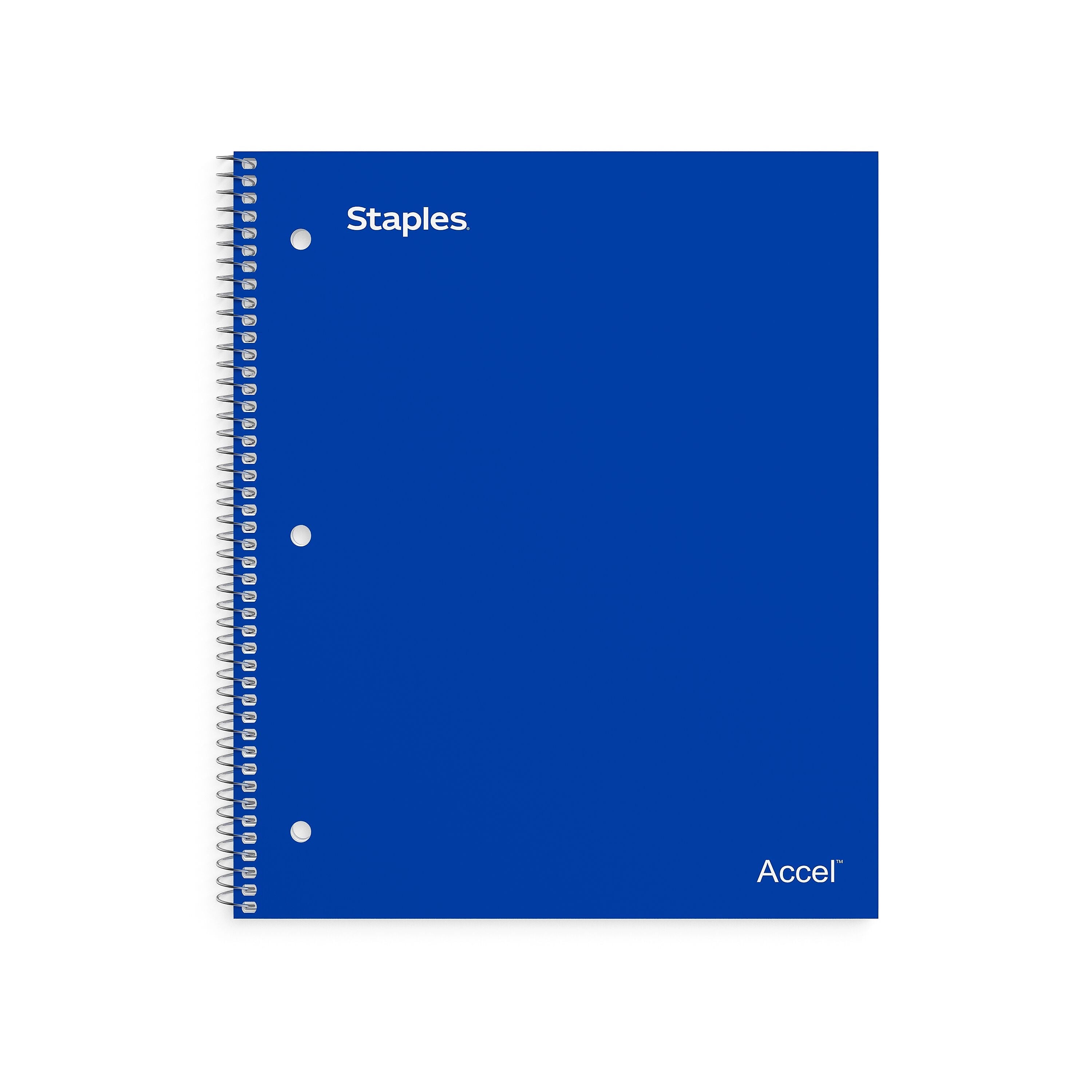 Staples Premium Poly 1-Subject Notebook, 8" x 10.5", Wide Ruled, 100 Sheets, Blue (ST20957D)