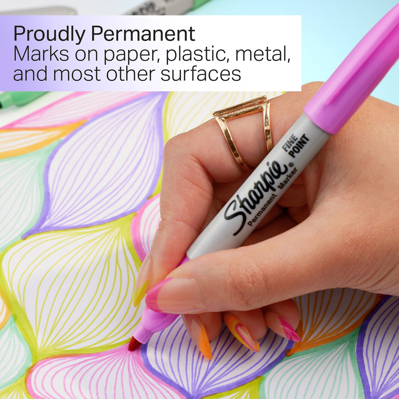 Sharpie Glam Pop Permanent Markers, Fine Tip, Assorted, 12/Pack (2185226)