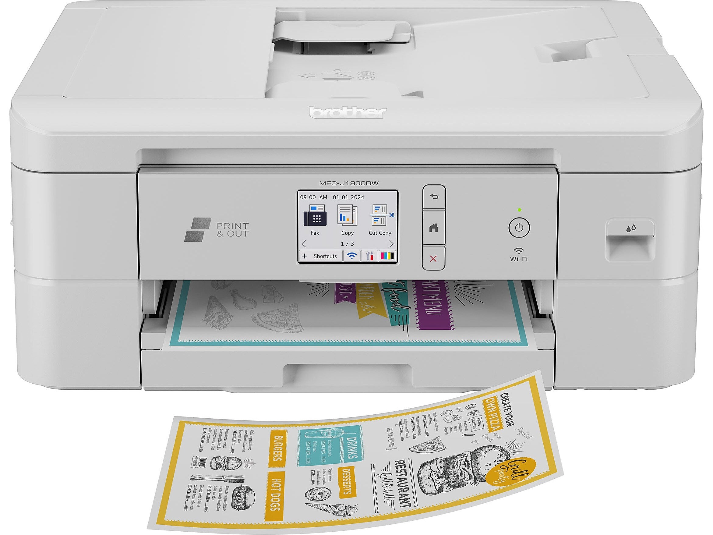 Brother Print & Cut MFC-J1800DW Wireless Color Inkjet Printer, All-In-One, Print, Scan, Copy, Fax