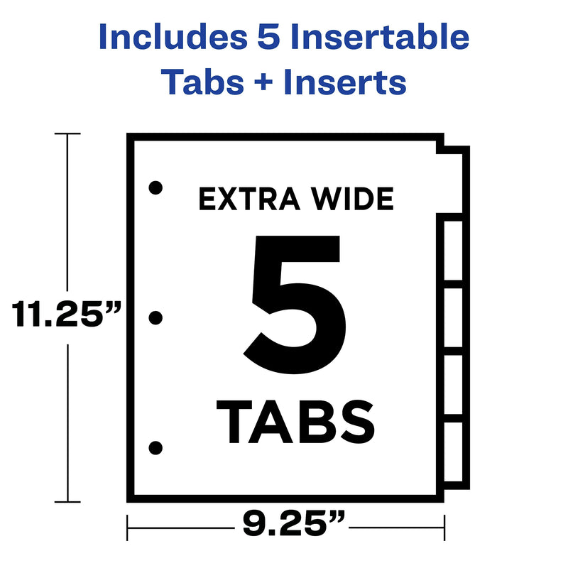 Avery Big Tab Insertable Plastic Divider, 5 Tabs, Multicolor, 1 Set (11902)