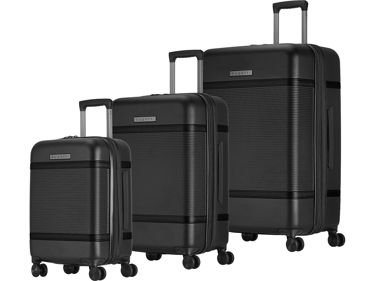 Bugatti Wellington 3-Piece Hardside Spinner Luggage Set, TSA Checkpoint Friendly, Black (HLG5103-BLACK)