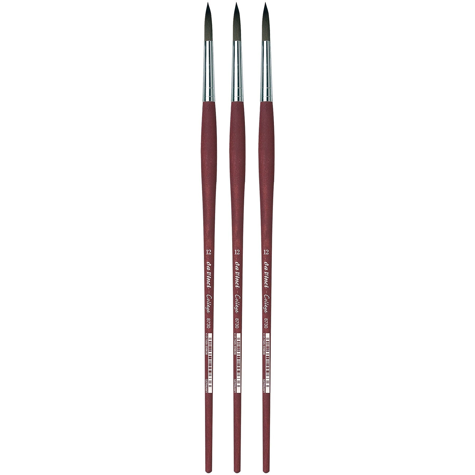 da Vinci COLLEGE Oil and Acrylic Synthetic Student Round Brush, 3 Brushes/Pack (DVXVA873012-3)