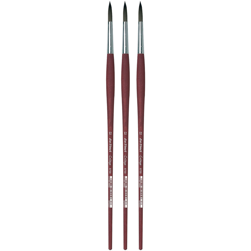 da Vinci COLLEGE Oil and Acrylic Synthetic Student Round Brush, 3 Brushes/Pack (DVXVA873012-3)