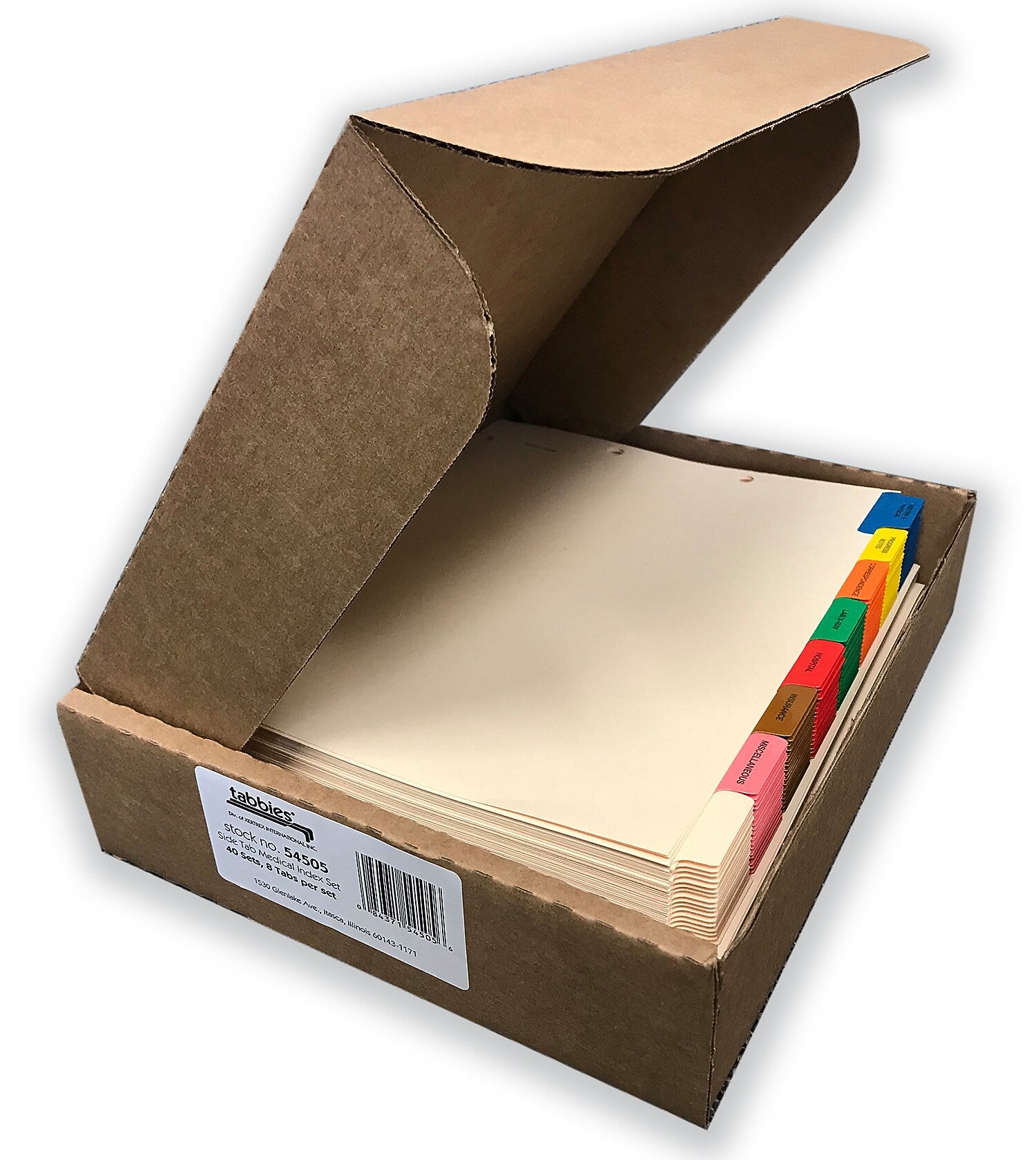 Tabbies Patitent Pre-Printed Cardstock Dividers, 8, Ivory, 40/Set (TAB54505)
