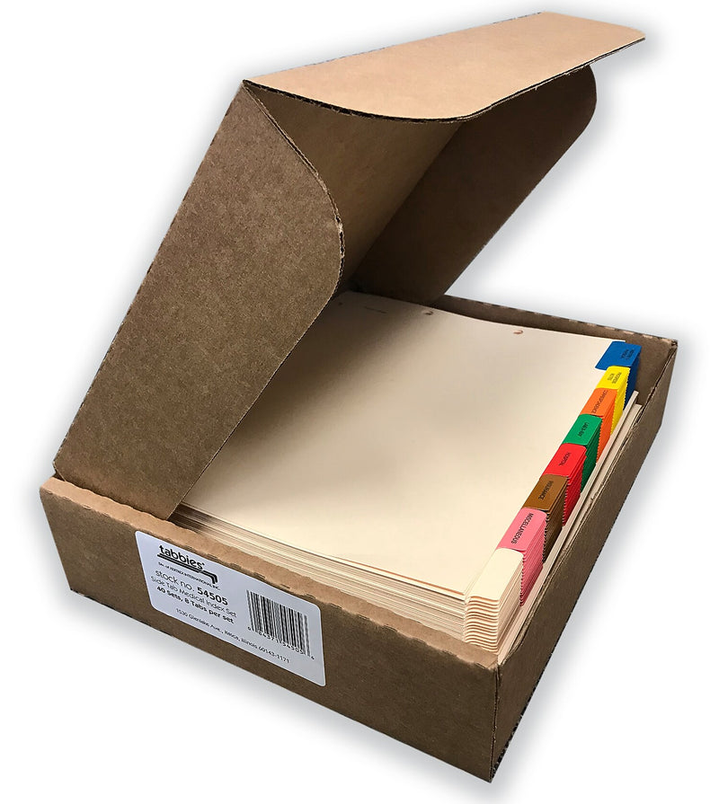 Tabbies Patitent Pre-Printed Cardstock Dividers, 8, Ivory, 40/Set (TAB54505)