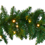 Nearly Natural 9-ft Christmas Pine Artificial Garland with 50 Warm White LEDs Lights (W1100)