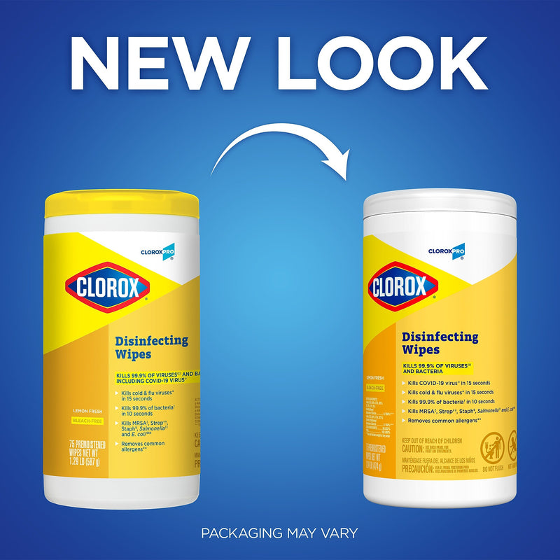 Clorox CloroxPro™ Disinfecting Wipes, Lemon Fresh, 75 Wipes/Container, 6/Carton (CLO15948)