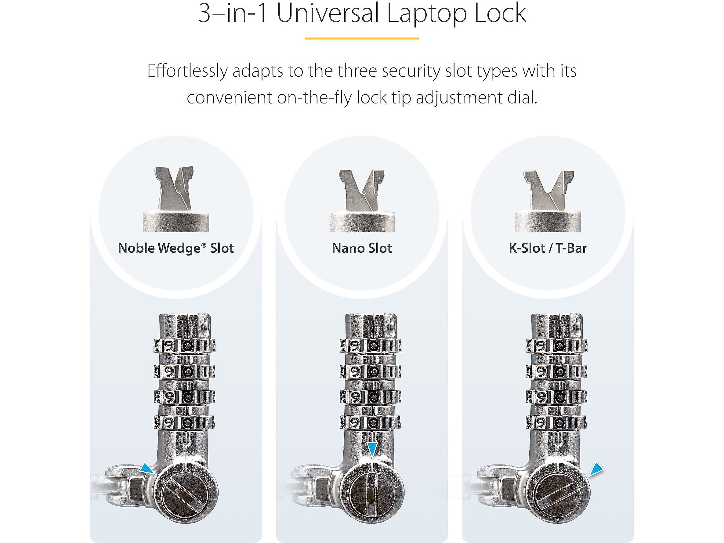 StarTech Universal Keyless Combination Laptop Cable Lock, 6.6 ft. (UNIVC4D-LAPTOP-LOCK)