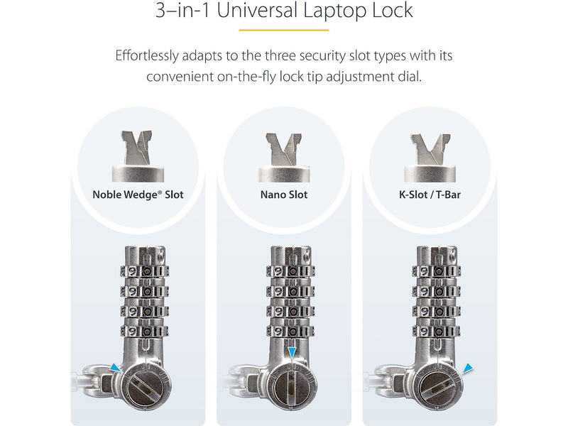 StarTech Universal Keyless Combination Laptop Cable Lock, 6.6 ft. (UNIVC4D-LAPTOP-LOCK)