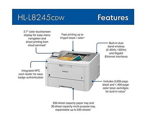 Brother Digital Color Printer with Duplex Printing and Wireless Networking (HLL8245CDW)