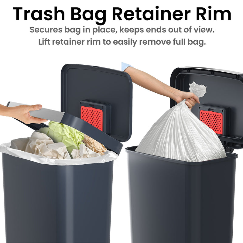 iTouchless SoftStep Plastic Step Trash Can, 13.2 Gallon, Black (PL13BBP)