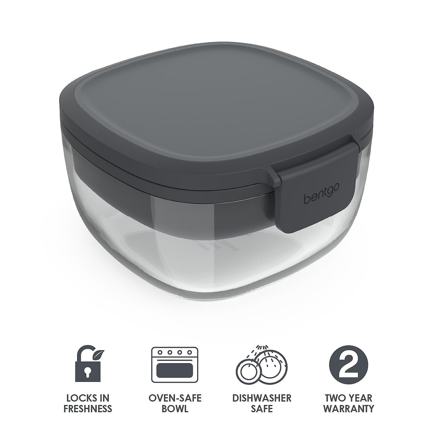 bentgo All-in-One Salad Container, 5-Compartment, Dark Gray, 61 oz. (BGLASSAL-DG)