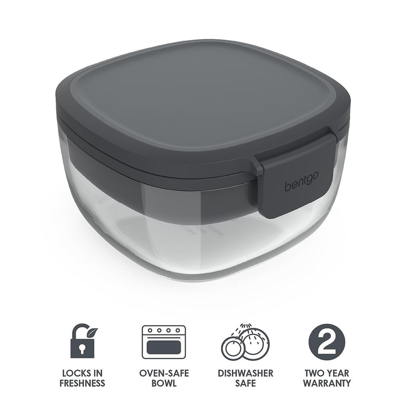 bentgo All-in-One Salad Container, 5-Compartment, Dark Gray, 61 oz. (BGLASSAL-DG)