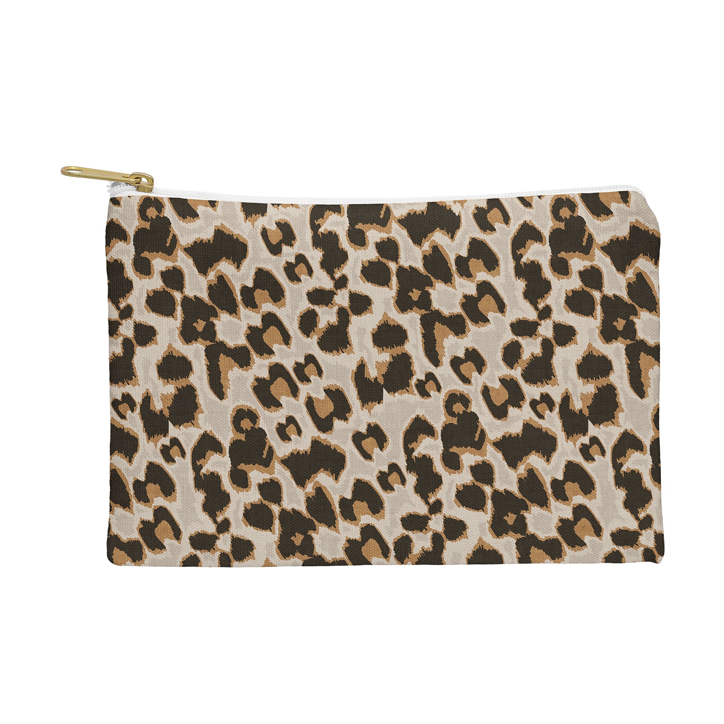 DENY Designs Brown Leopard 8.5" Polyester Travel Pouch, Water Resistant, Multicolored (89195-WPOFSM)