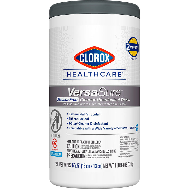 Clorox Healthcare VersaSure Cleaner Disinfectant Wipes, 150 Wipes/Container (31758)