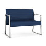 Lesro Waterfall 43"W Vinyl Loveseat, Patriot Plus Imperial Blue/Silver (WF1531.SSV-01PPIB)