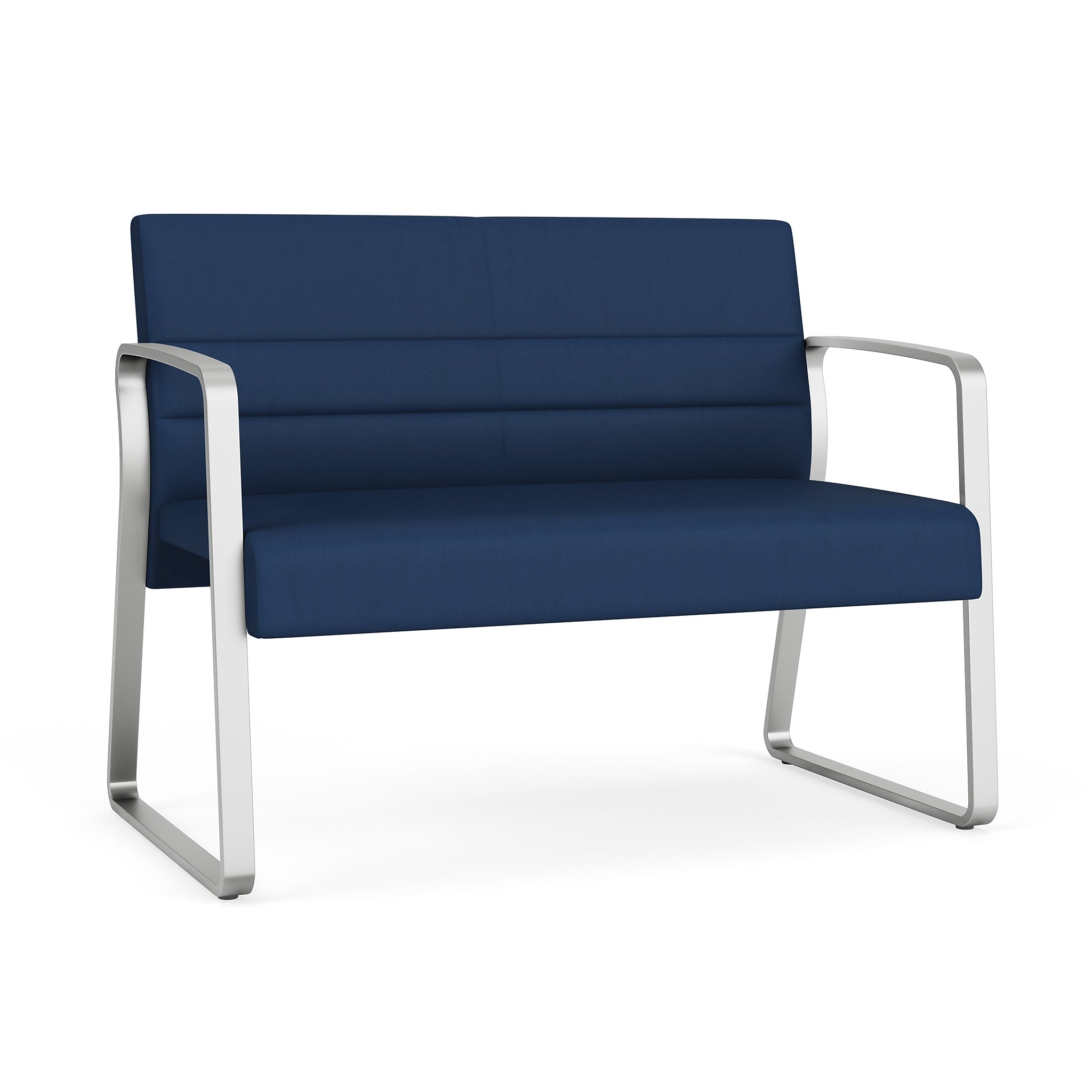 Lesro Waterfall 43"W Vinyl Loveseat, Patriot Plus Imperial Blue/Silver (WF1531.SSV-01PPIB)