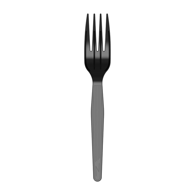 Dixie Individually Wrapped Polystyrene Fork, Medium-Weight, Black, 1000/Carton (FM53C7)