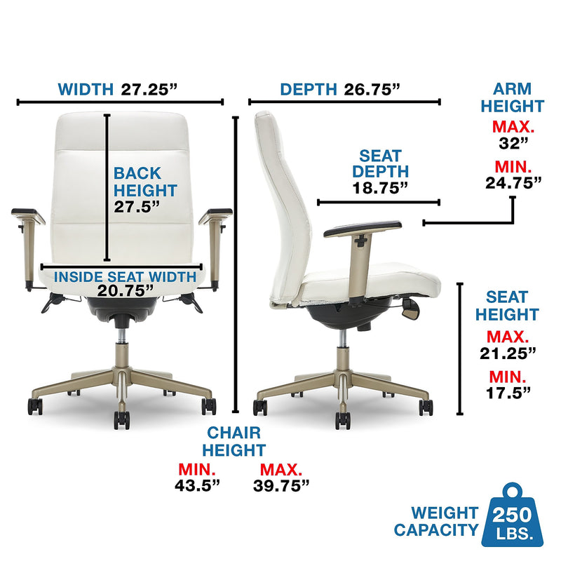 La-Z-Boy Baylor Ergonomic Faux Leather Swivel Executive Chair, White (CHR10085A)