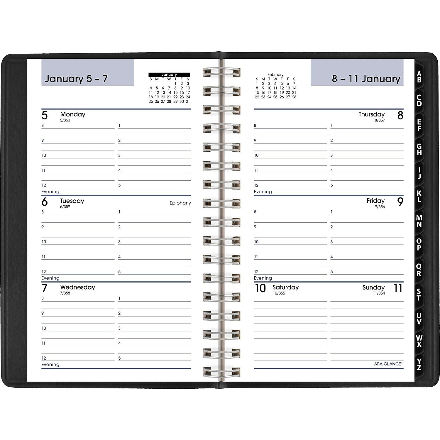 2026 AT-A-GLANCE DayMinder 3.5" x 6" Weekly Appointment Book Planner, Faux Leather Cover, Black (G250-00-26)