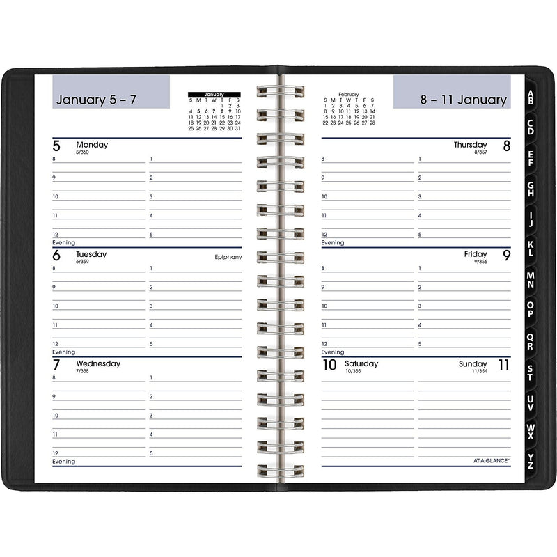 2026 AT-A-GLANCE DayMinder 3.5" x 6" Weekly Appointment Book Planner, Faux Leather Cover, Black (G250-00-26)