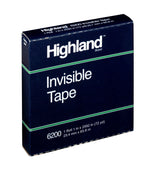 Scotch Invisible Clear Tape, 1" x 72 yds., 1" Core (620012592)