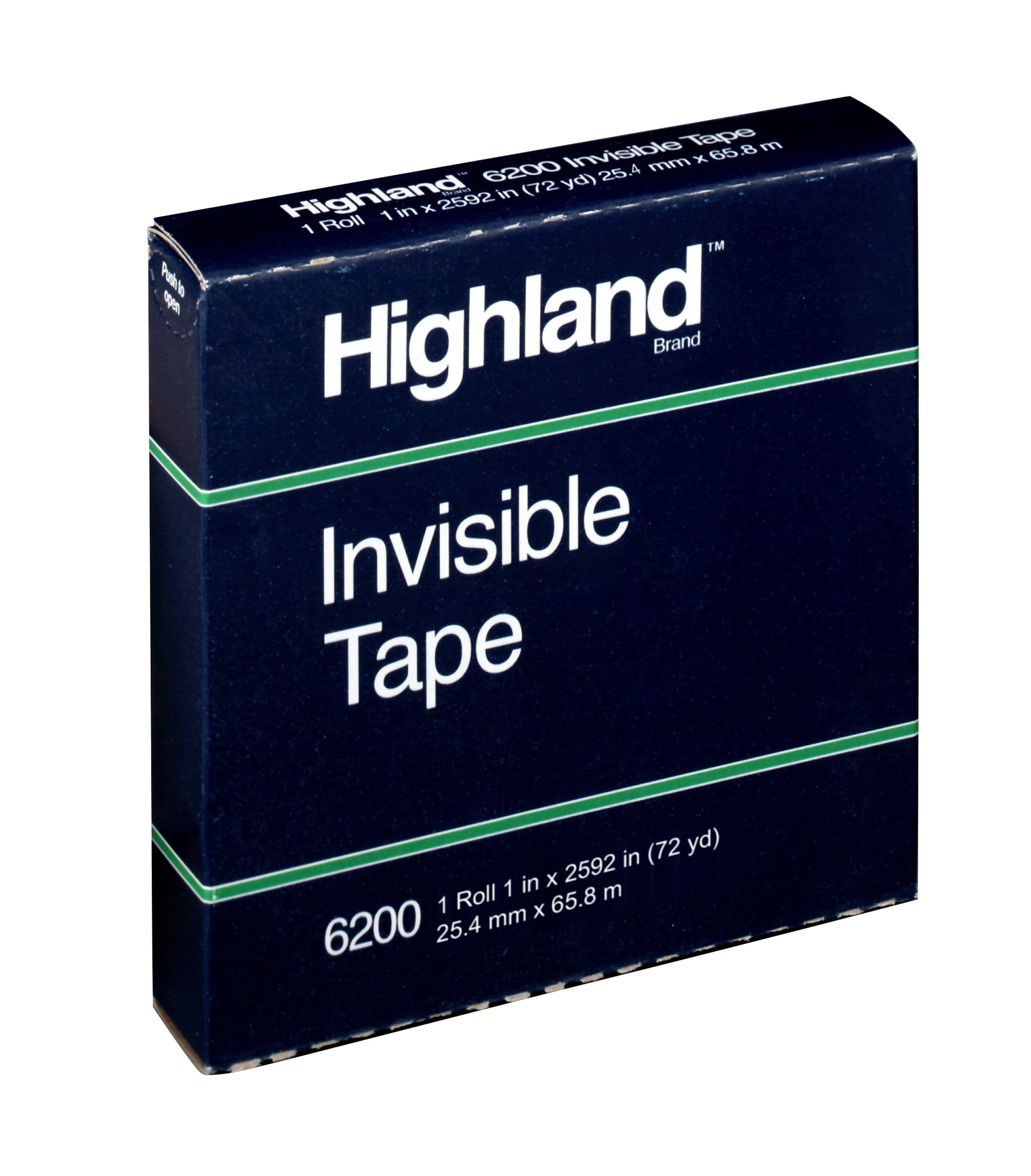 Scotch Invisible Clear Tape, 1" x 72 yds., 1" Core (620012592)