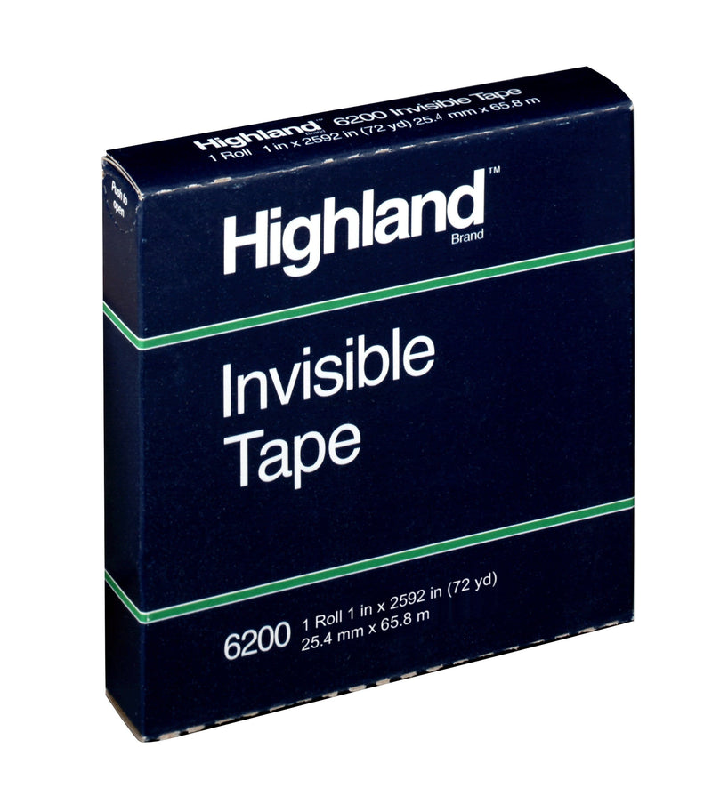 Scotch Invisible Clear Tape, 1" x 72 yds., 1" Core (620012592)