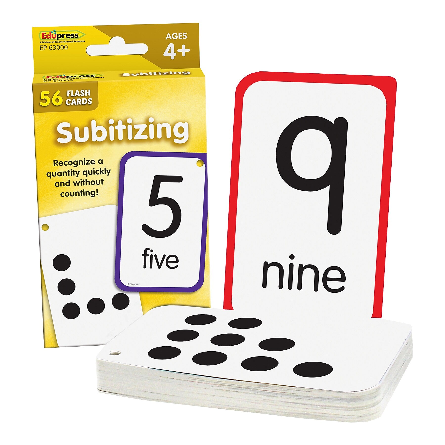 Teacher Created Resources Subitizing Flash Cards, 56/Pack, 6 Packs/Bundle (TCR63000-6)