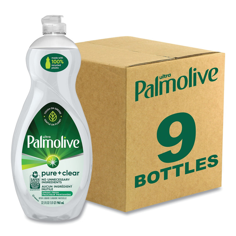Palmolive Pure + Clear Dishwashing Liquid, Unscented, 32.5 oz Bottle, 9/Carton