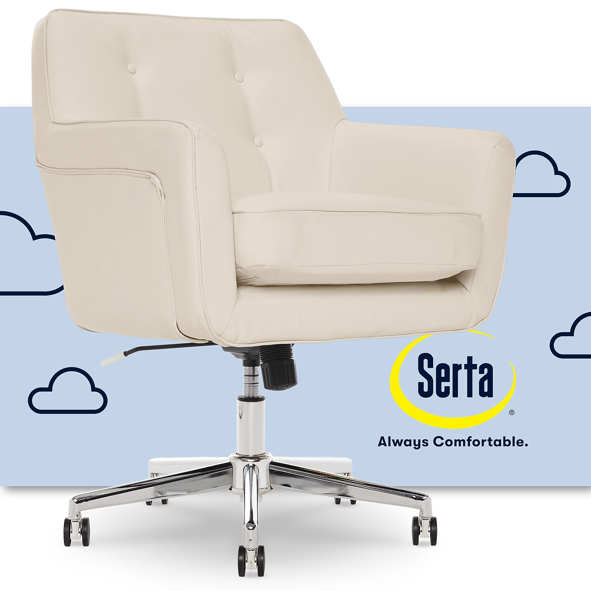 Serta Style Ashland Bonded Leather Swivel Computer and Desk Chair, Cream (47140F)