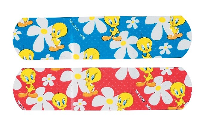 SmileMakers Stat Strip Tweety 3/4" x 3" Adhesive Bandages, 100 Bandages/ Box, 12 Boxes/Case (BAN94C)