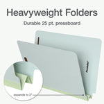Pendaflex 60% Recycled Heavy Duty Pressboard Classification Folder, 2" Expansion, Letter Size, Light Green, 25/Box (44715)